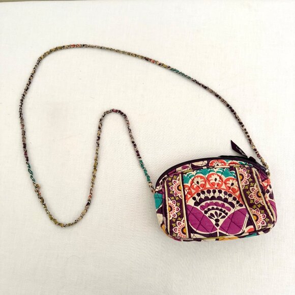 Vera Bradley Small Crossbody Bag Retired Plum Crazy Pattern Multicolor Floral - Picture 2 of 10
